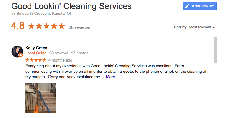 Good Lookin Cleaning Services, Google Review